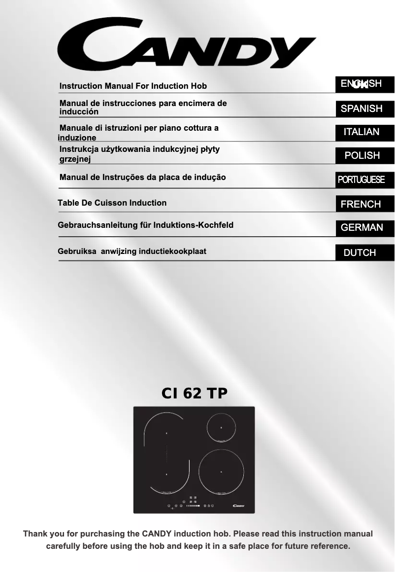 Página 1 del manual Manual de usuario Candy CI 62 TP