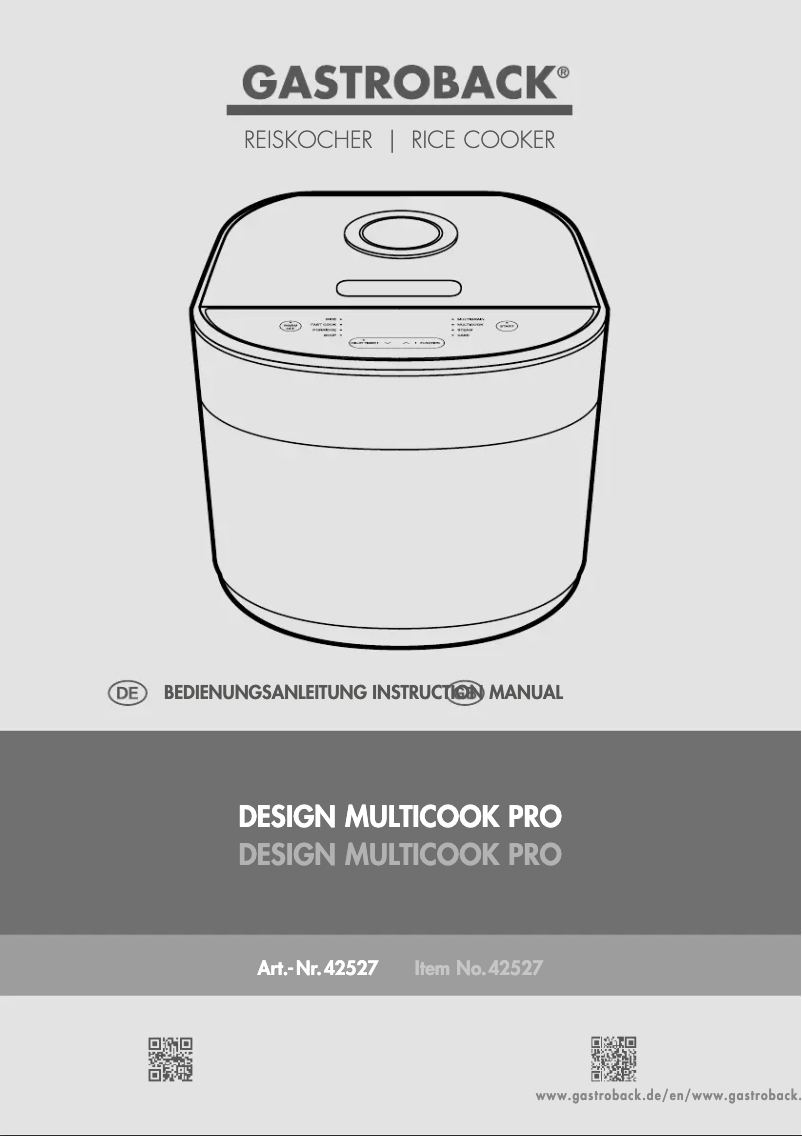 Imagen de la primera página del manual del dispositivo Design Multicook Pro 42527