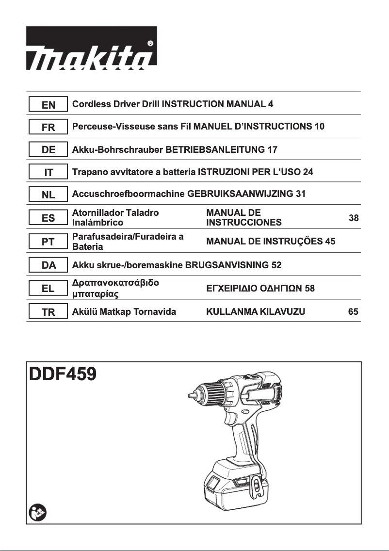 Página 1 del manual Manual de usuario Makita DDF459RF3J