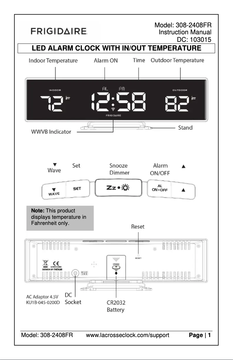 Página nº 1 - Guía de inicio rápido La Crosse Technology 308-2408FR