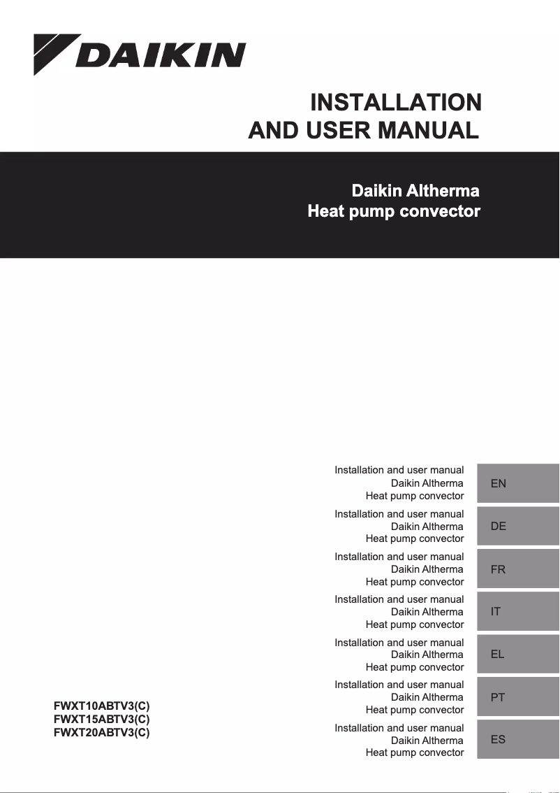 Página 1 del manual Guía de instalación Daikin FWXT10ABTV3