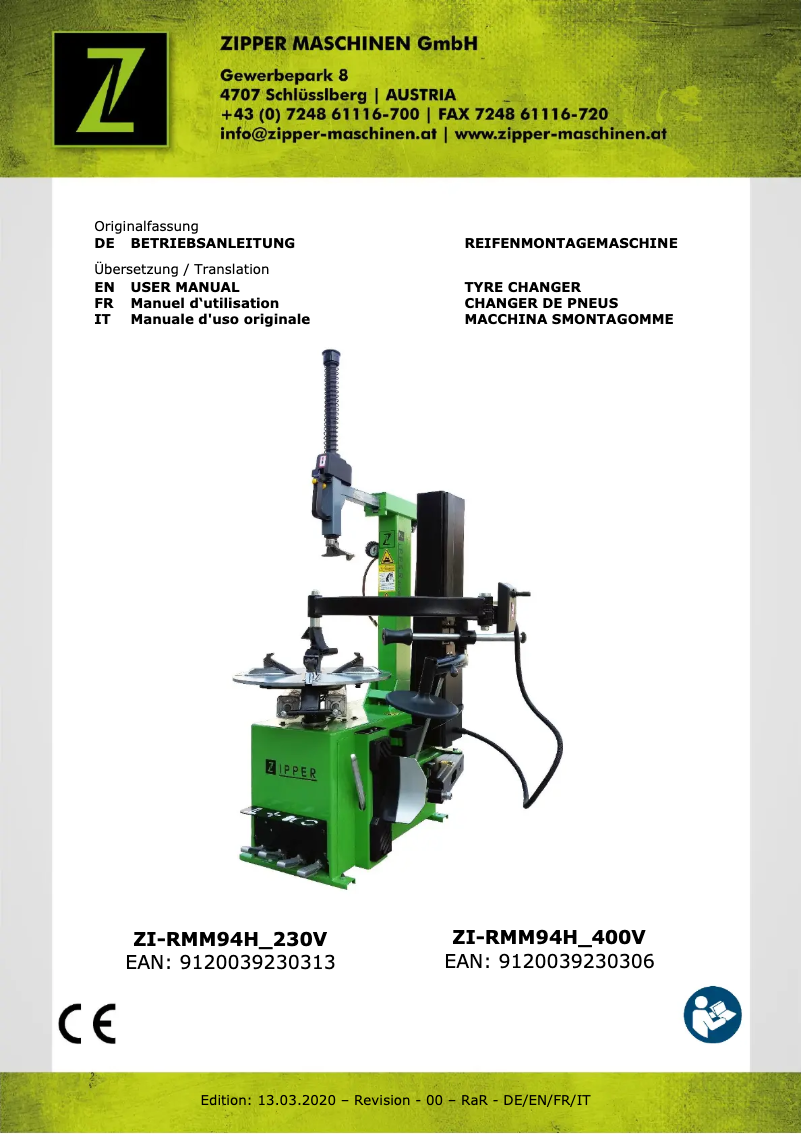 Imagen de la primera página del manual del dispositivo ZI-RMM94H_400V