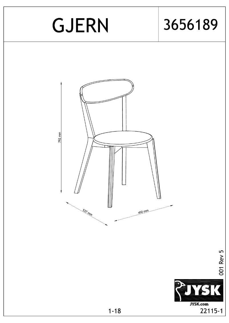 Página nº 1 - Manual de usuario JYSK Gjern