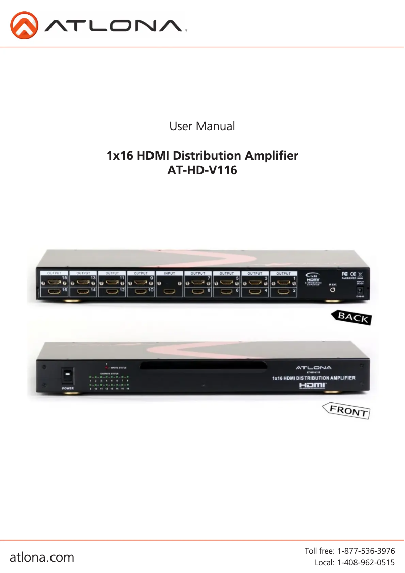 Página nº 1 - Manual de usuario Atlona AT-HD-V116