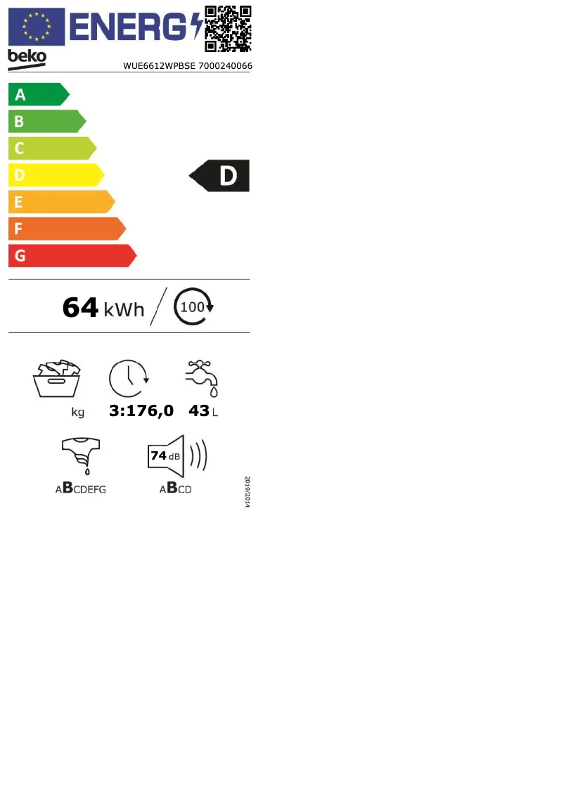 Imagen de la primera página del manual del dispositivo WUE6612WPBSE