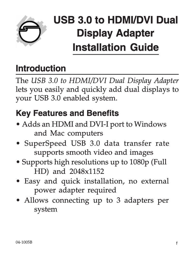 Página 1 del manual Manual de usuario Siig JU-H20511-S1