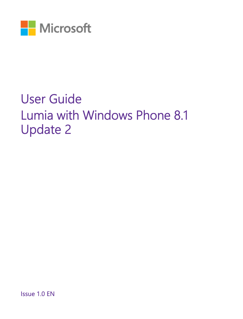 Imagen de la primera página del manual del dispositivo Windows Phone 8.1 Update 2 Lumia