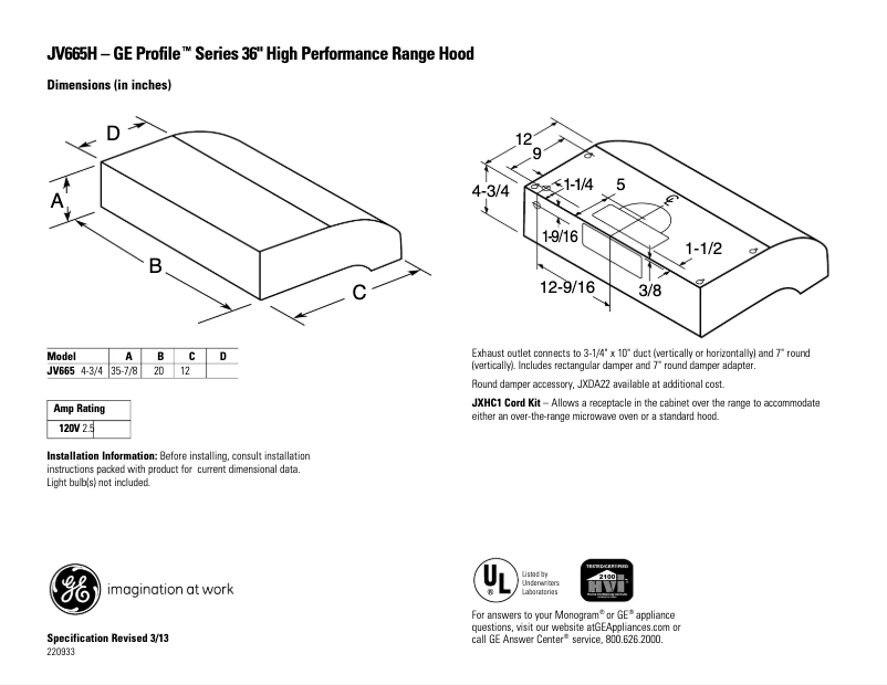 Imagen de la primera página del manual del dispositivo JV665HBB