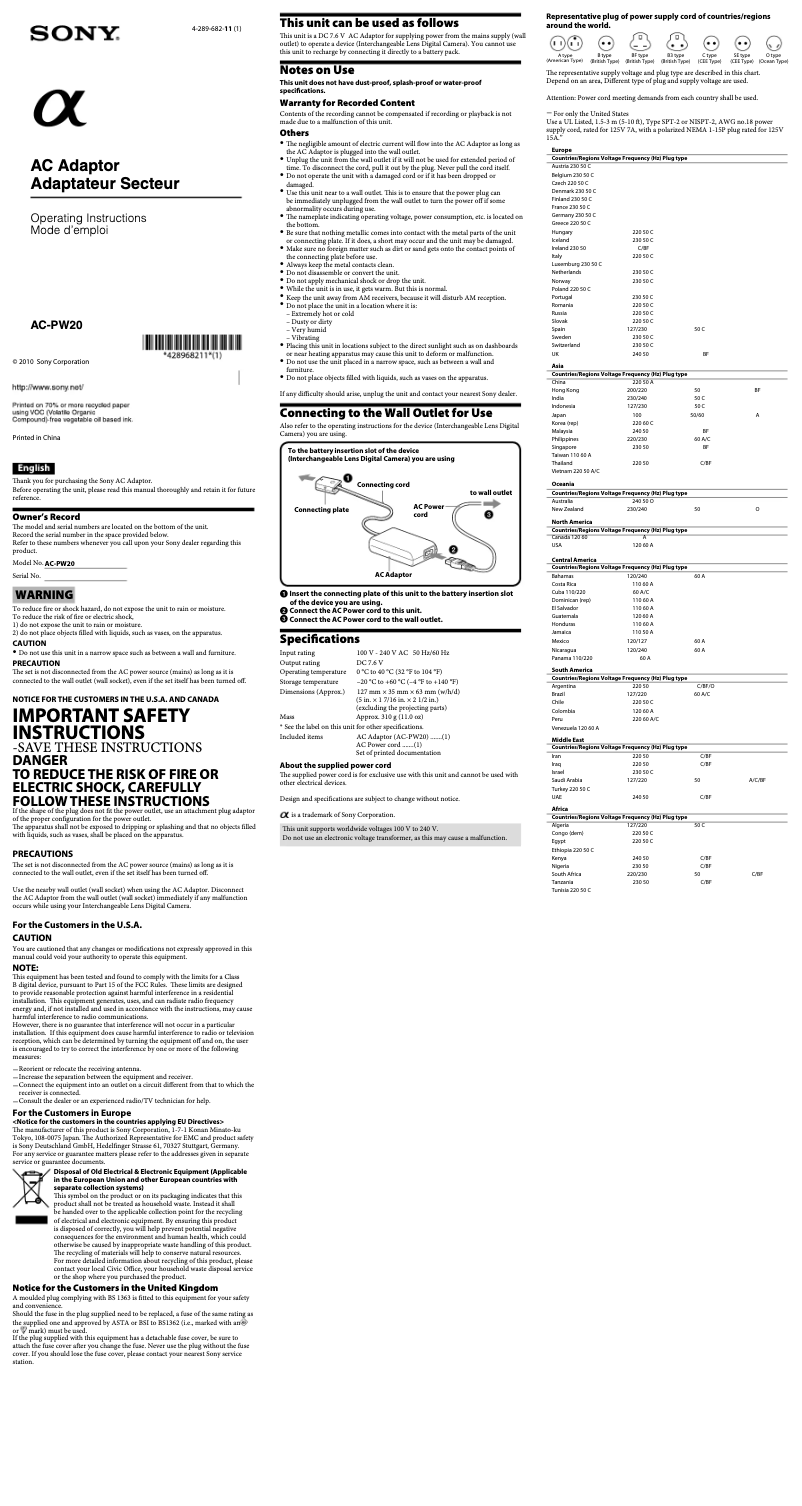 Imagen de la primera página del manual del dispositivo AC-PW20
