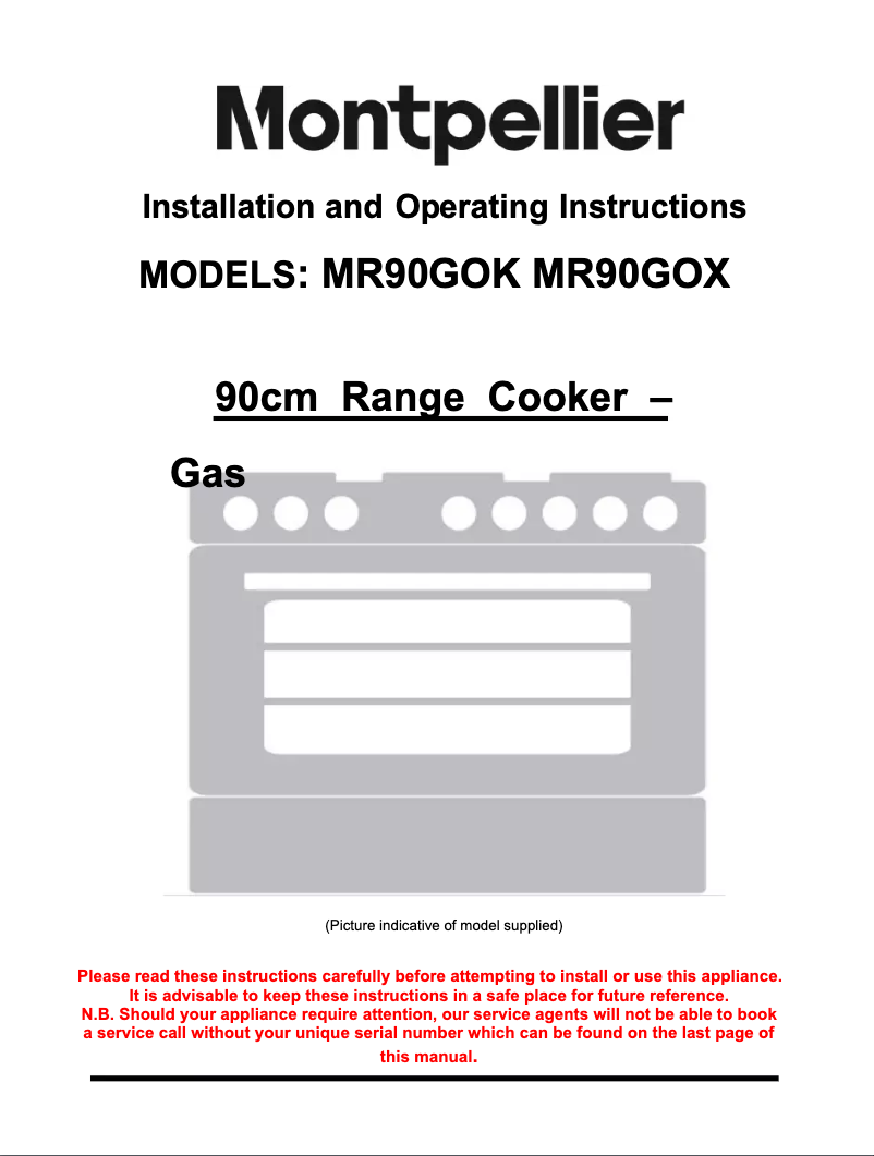 Página 1 del manual Manual de usuario Montpellier MR90GOK