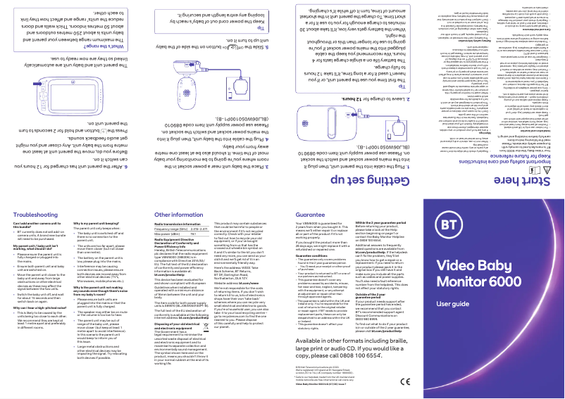 Página 1 del manual Manual de usuario BT Video Baby Monitor 6800