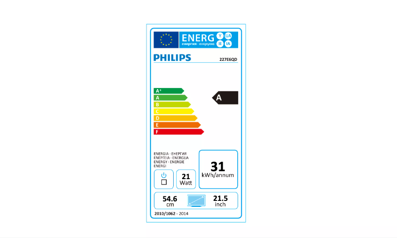 Página 1 del manual Etiqueta energética Philips 227E6QDSD