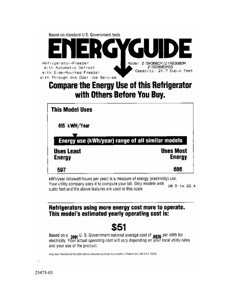 Página 1 del manual Etiqueta energética GE ZISW360DM