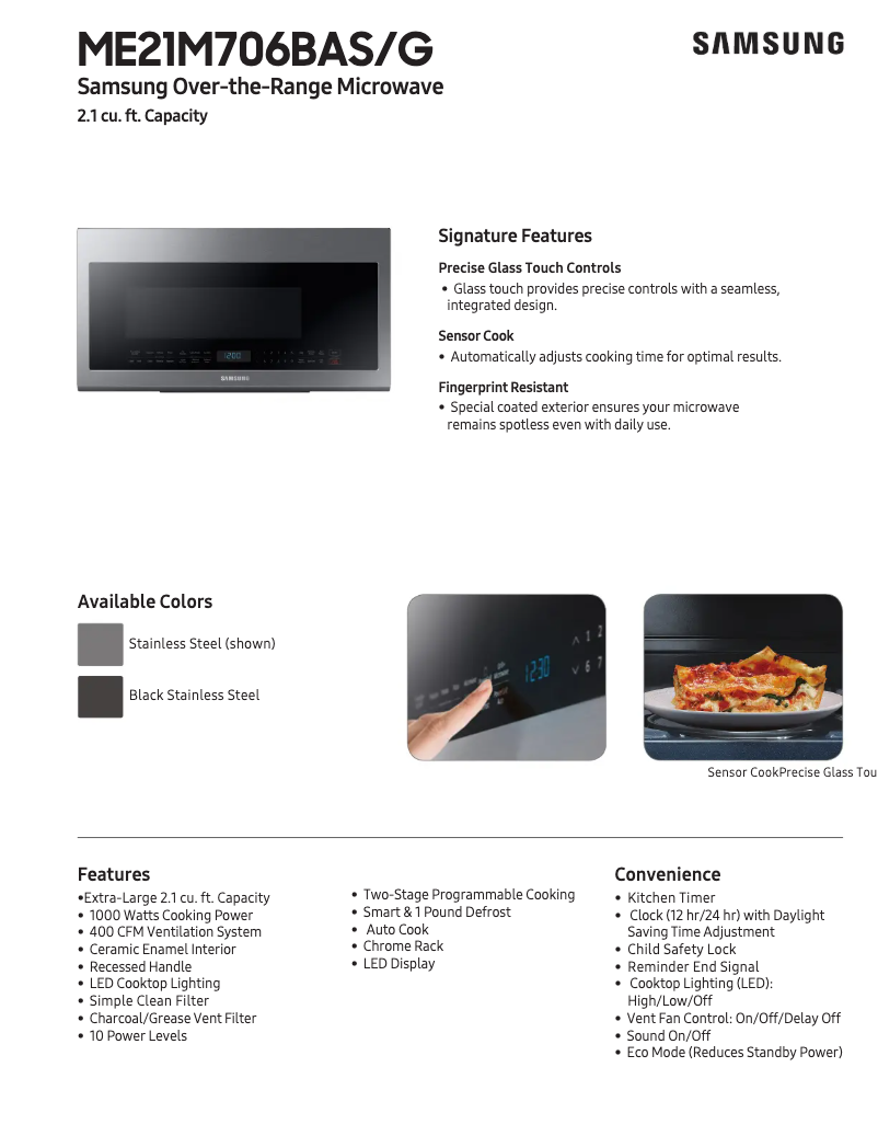 Imagen de la primera página del manual del dispositivo ME21M706BAG
