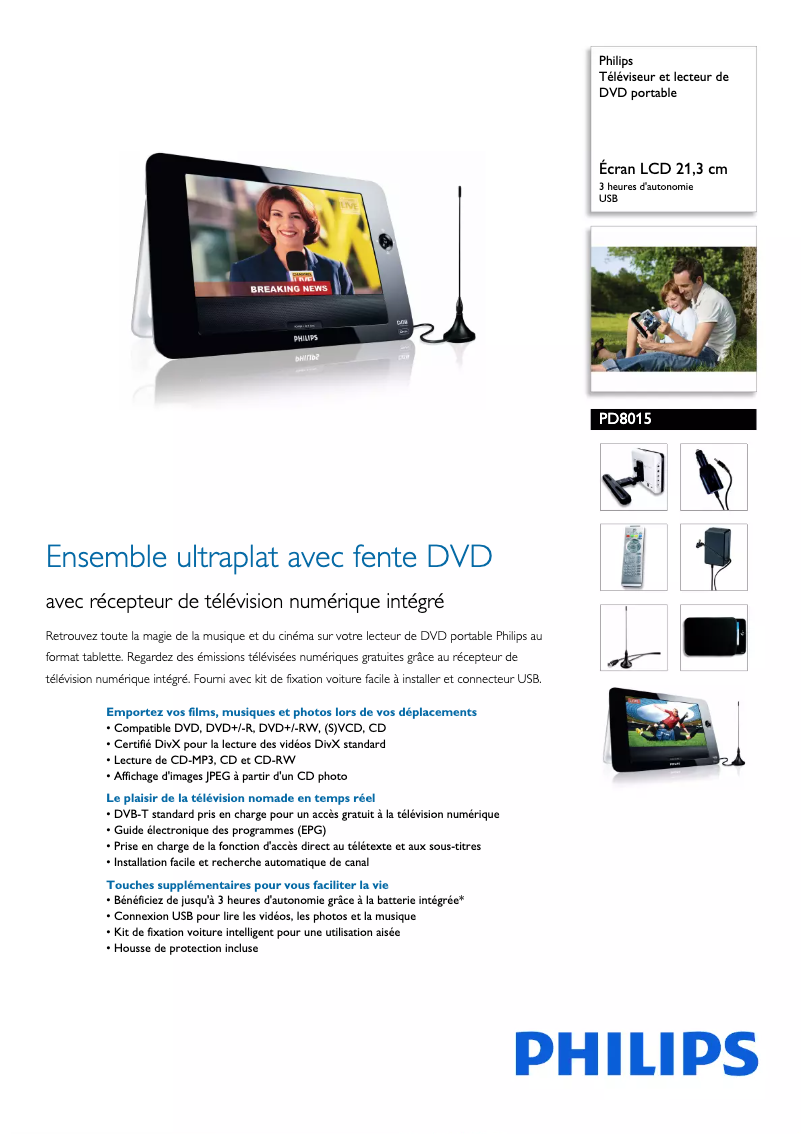 Página 1 del manual Ficha técnica Philips PD8015