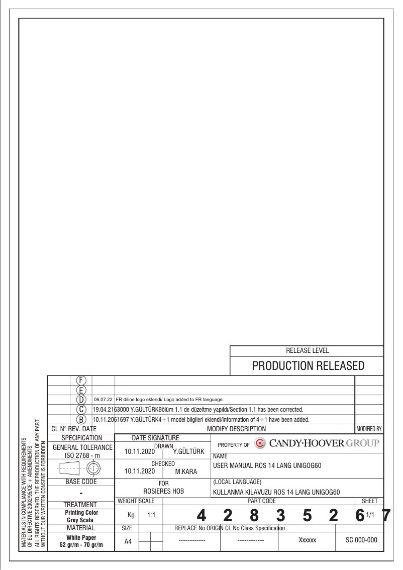 Página 1 del manual Manual de usuario Rosieres RVG63B4MBB