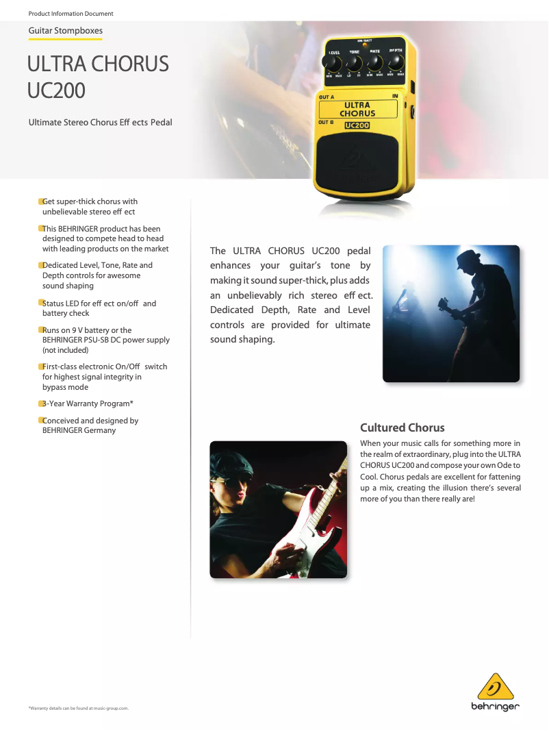 Imagen de la primera página del manual del dispositivo Ultra Chorus UC200