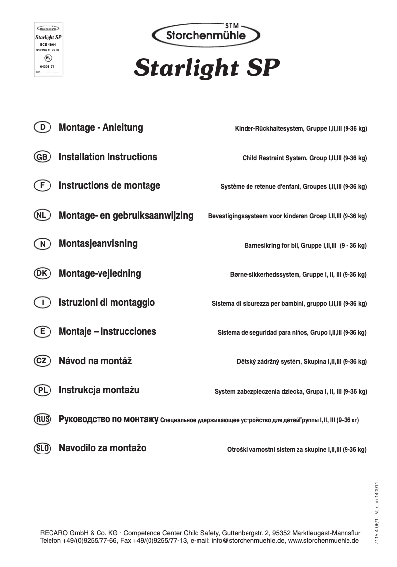 Página nº 1 - Manual de usuario Storchenmuhle Starlight SP