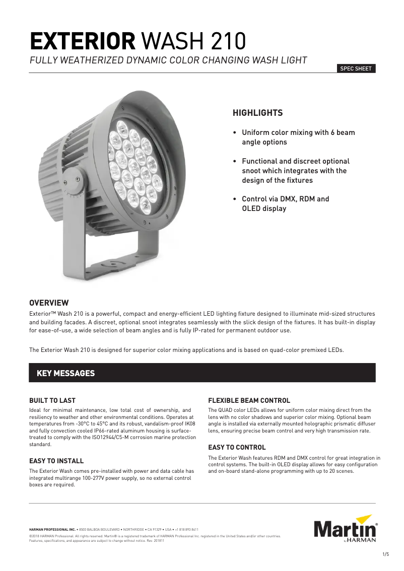 Imagen de la primera página del manual del dispositivo Exterior Wash 210