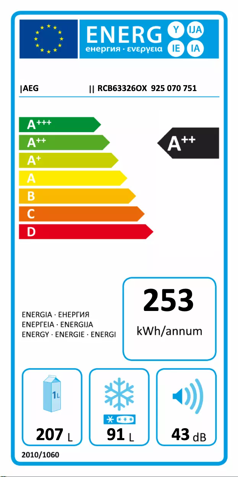 Página nº 1 - Etiqueta energética AEG RCB63326OX