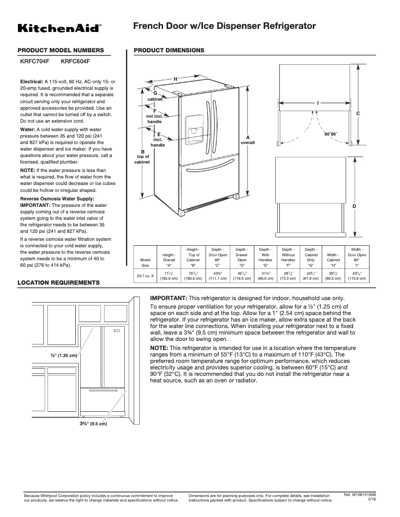 Imagen de la primera página del manual del dispositivo KRFC704FSS