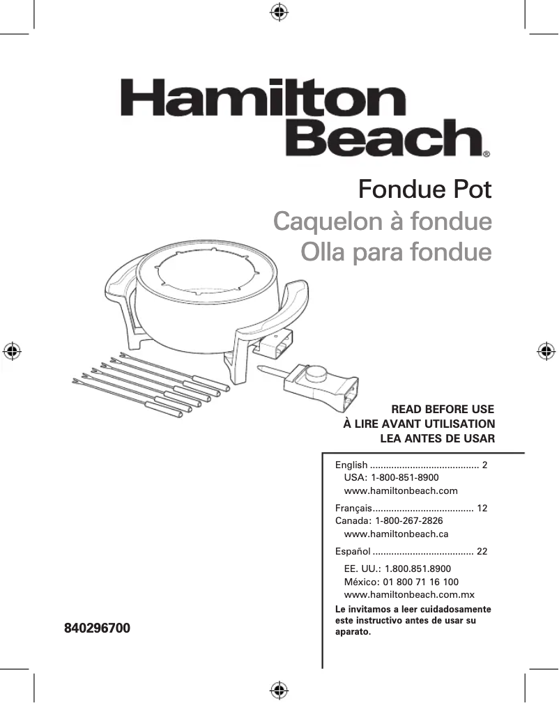 Página nº 1 - Manual de usuario Hamilton Beach 86201