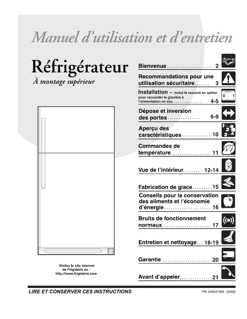 Página 1 del manual Manual de usuario Frigidaire FRT21P6CSB