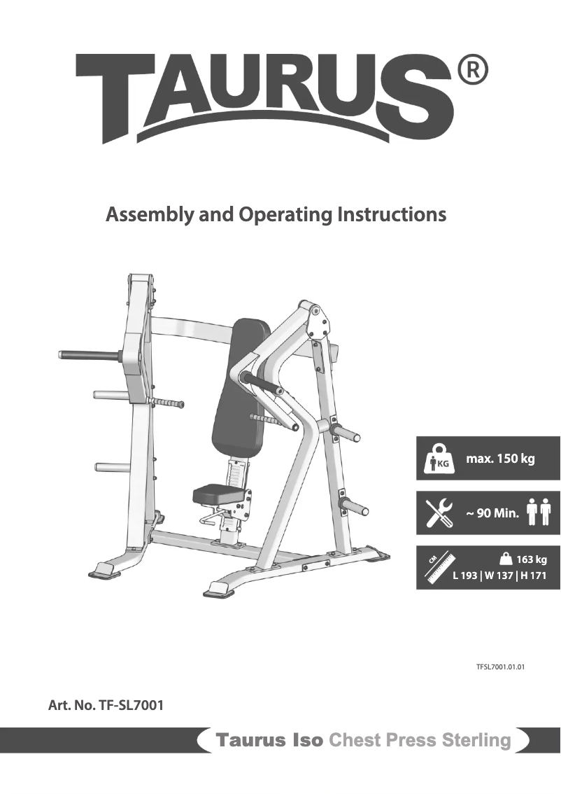Página nº 1 - Manual de usuario Taurus Iso Chest Press Sterling