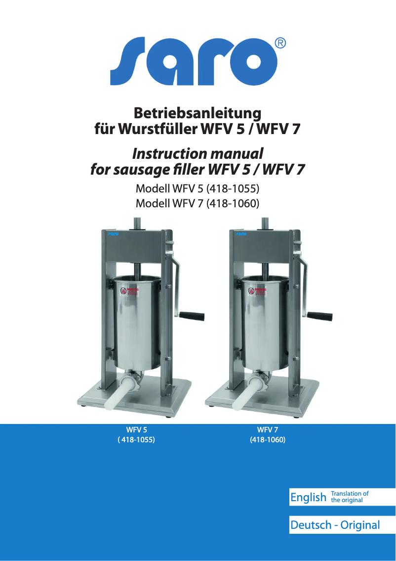 Página nº 1 - Manual de usuario Saro WFV 7