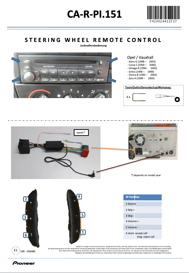 Imagen de la primera página del manual del dispositivo CA-R-PI.151