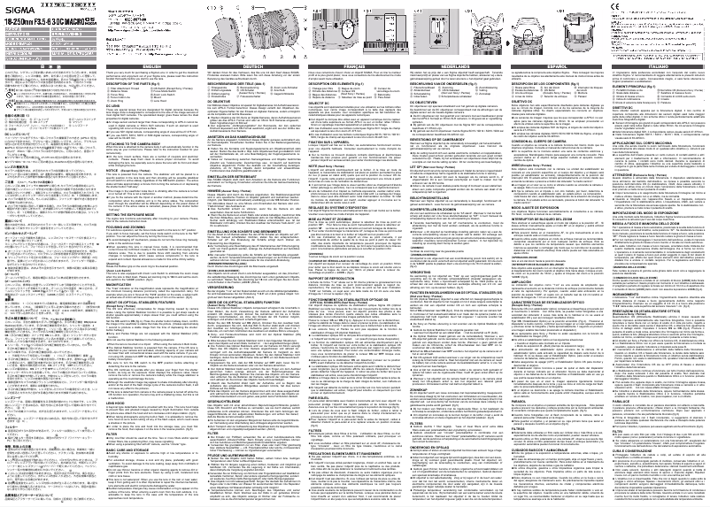 Imagen de la primera página del manual del dispositivo 18-250mm f/3.5-6.3 DC Macro OS HSM Nikon
