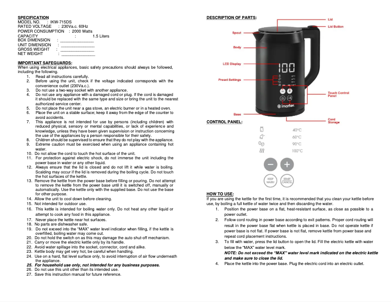 Página 1 del manual Manual de usuario Imarflex IKW-715DS