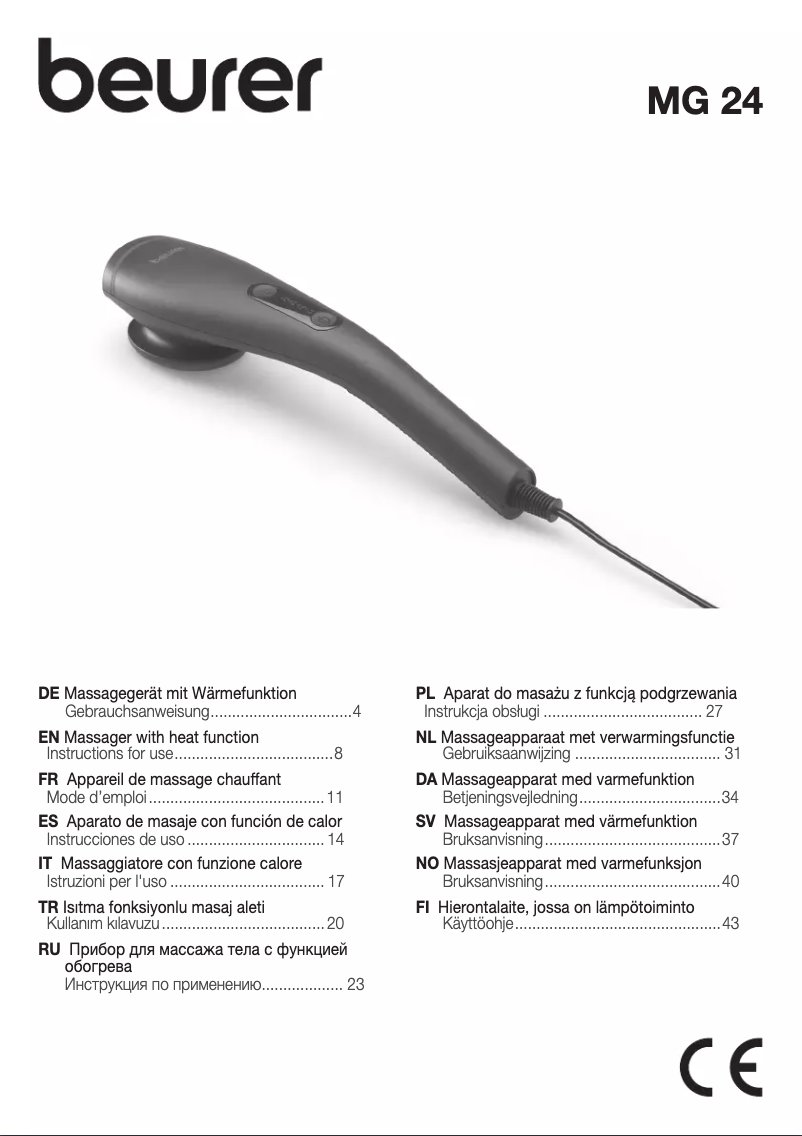 Página 1 del manual Manual de usuario Beurer MG 24