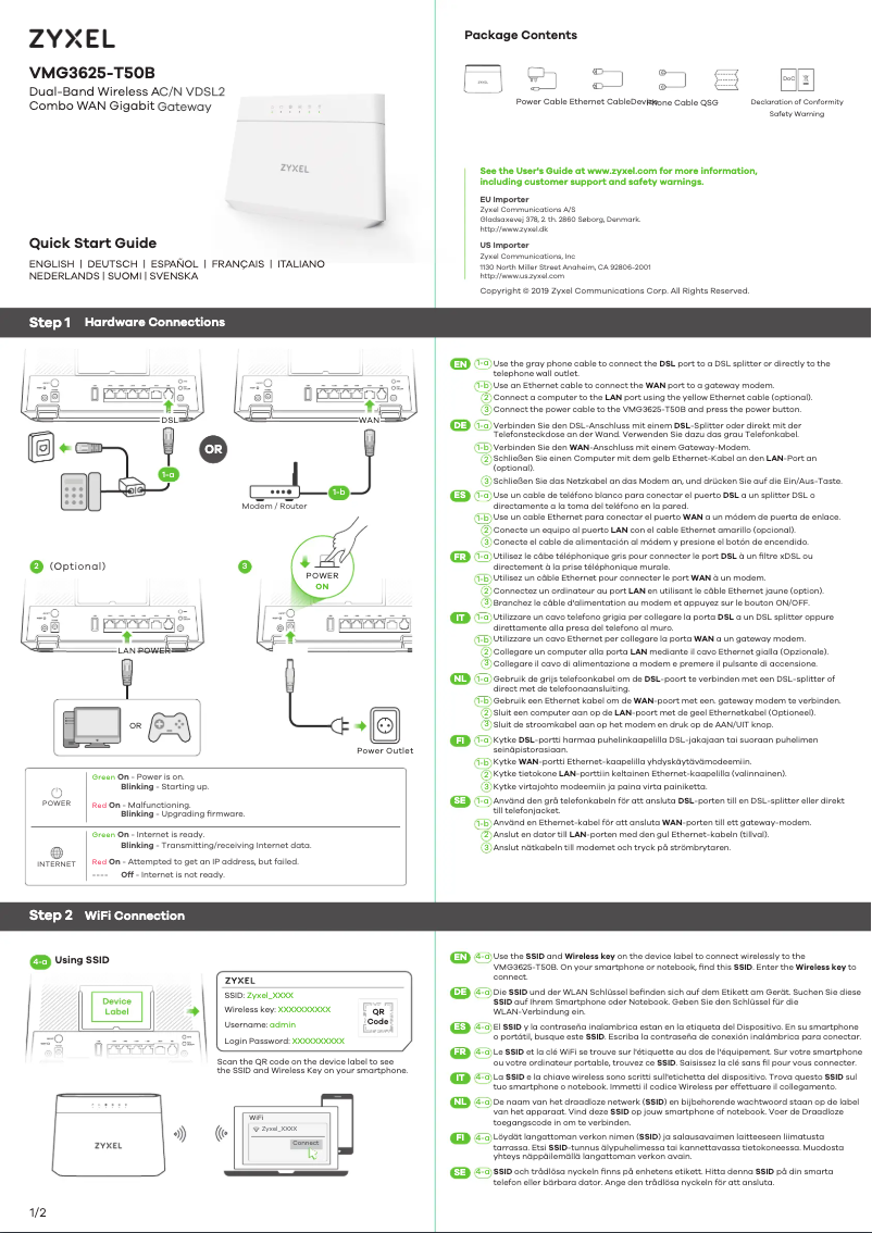Página 1 del manual Guía de inicio rápido ZyXEL VMG3625-T50B