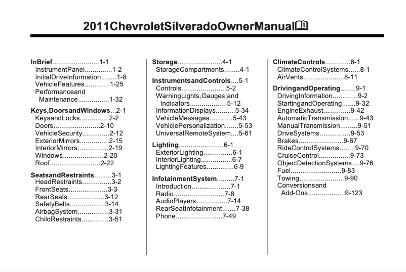 Página 1 del manual Manual de usuario Chevrolet Silverado 3500 HD (2011)