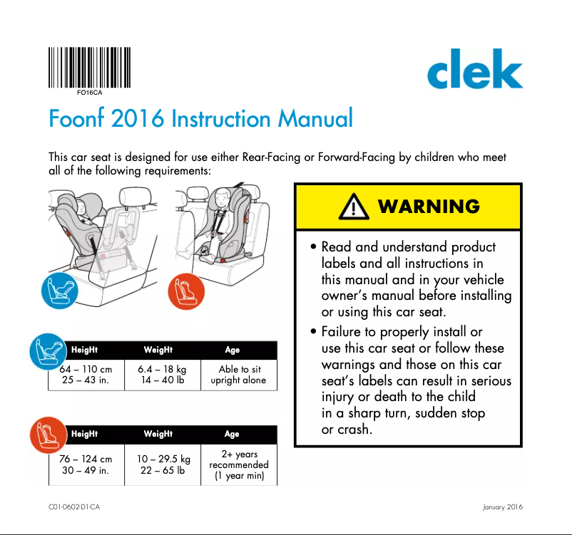 Imagen de la primera página del manual del dispositivo Foonf (2016)