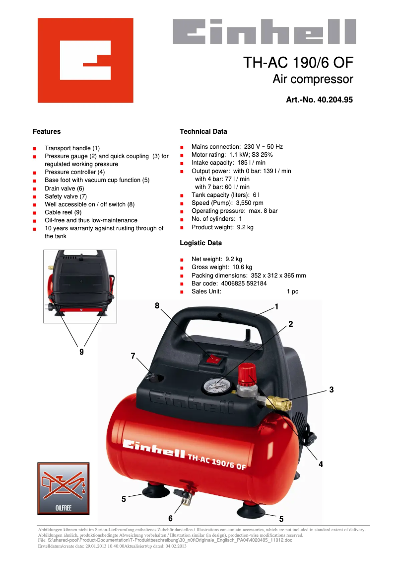 Imagen de la primera página del manual del dispositivo TH-AC 190/6 OF