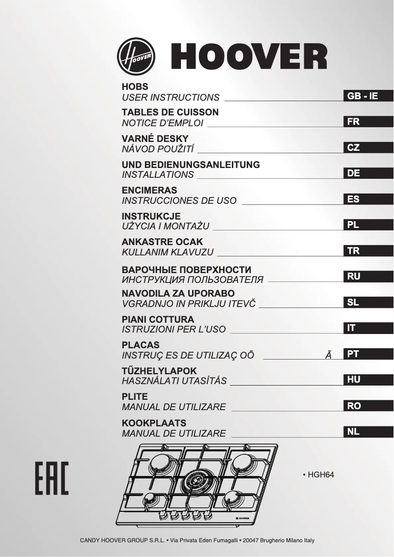 Página 1 del manual Manual de usuario Hoover HGH645WX