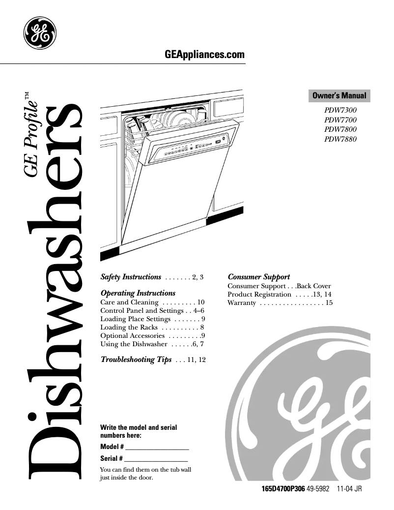 Página 1 del manual Manual de instrucciones GE PDW7300JBB