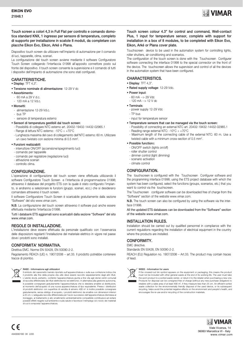 Imagen de la primera página del manual del dispositivo 21848.1