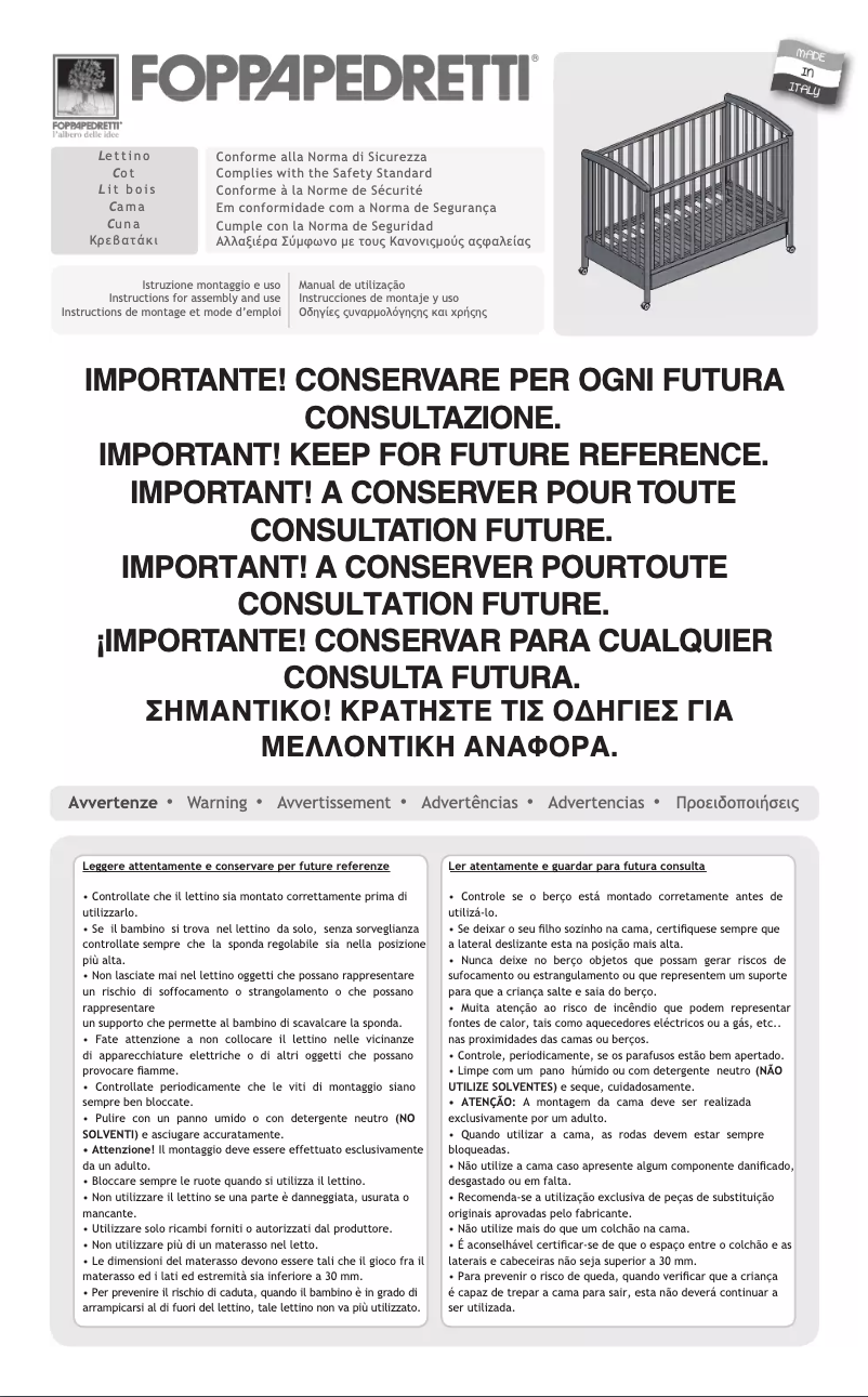 Página 1 del manual Manual de usuario Foppapedretti Lettino lucy
