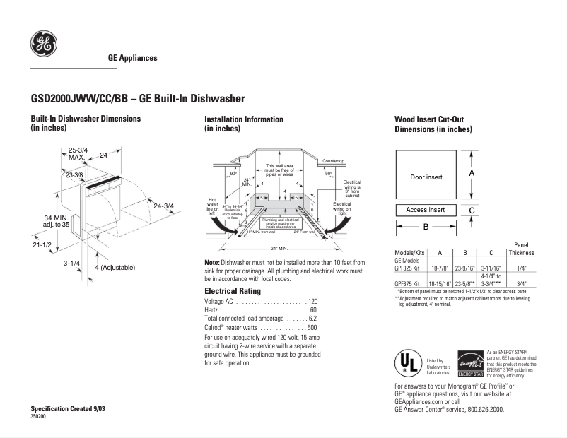 Imagen de la primera página del manual del dispositivo GSD2000JCC