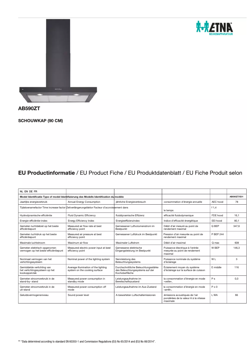 Página nº 1 - Ficha técnica Etna AB590ZT