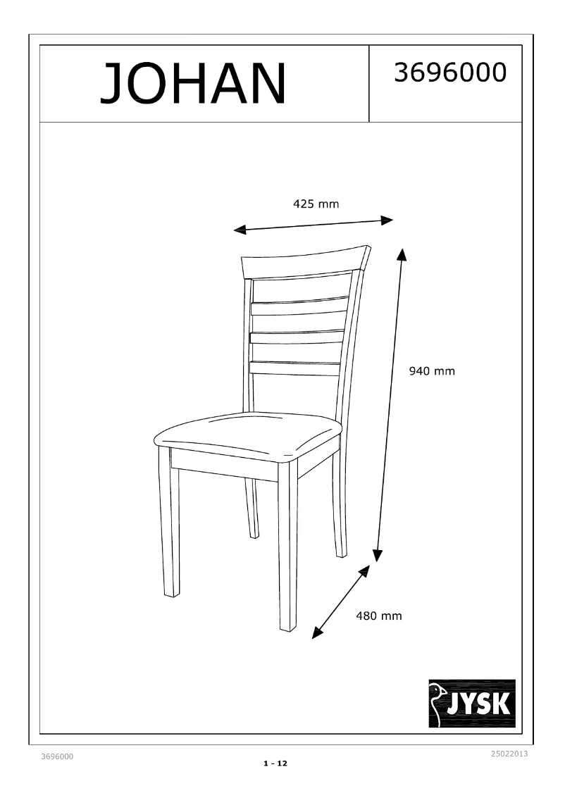 Página nº 1 - Manual de usuario JYSK Johan