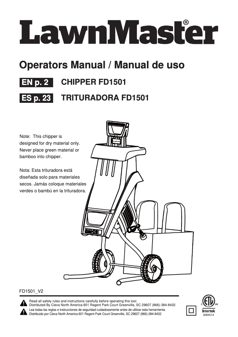 Imagen de la primera página del manual del dispositivo FD1501