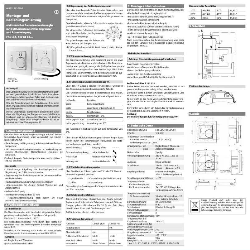 Imagen de la primera página del manual del dispositivo FRe L2A