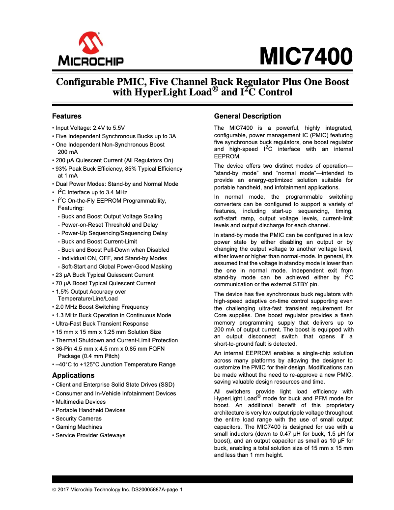 Imagen de la primera página del manual del dispositivo MIC7400