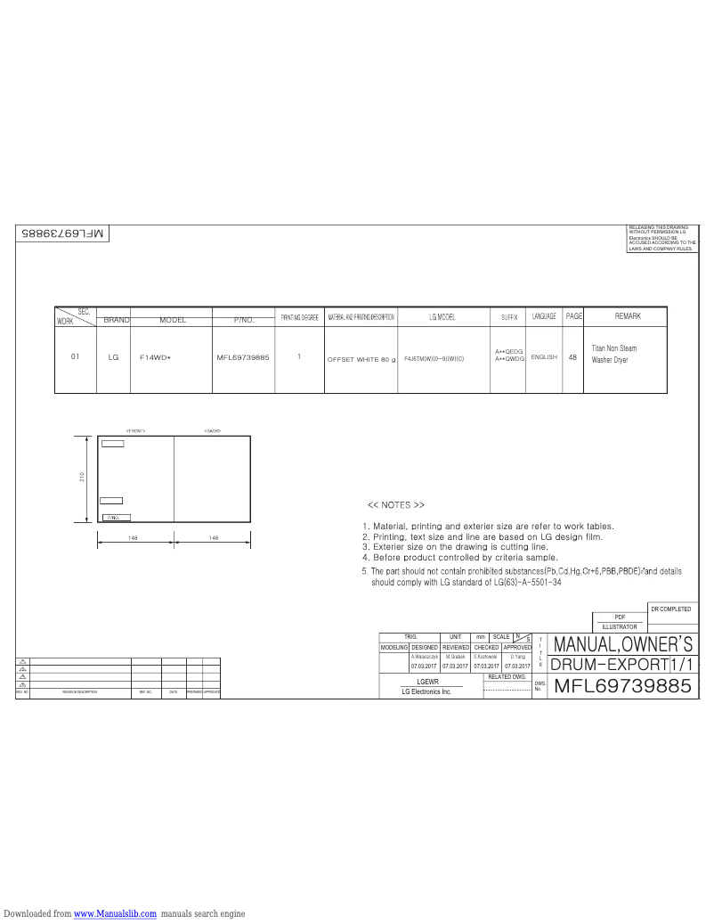 Imagen de la primera página del manual del dispositivo F4J6TM0W Direct Drive