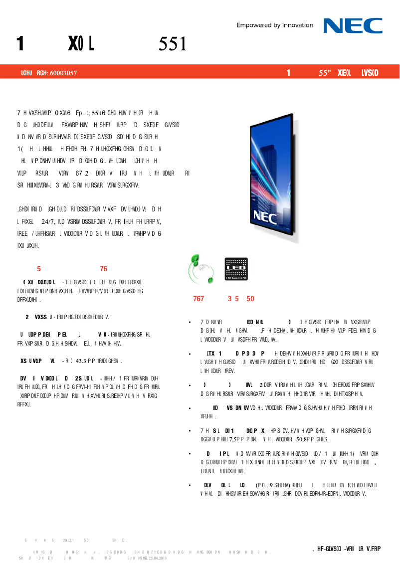 Imagen de la primera página del manual del dispositivo MultiSync X551S