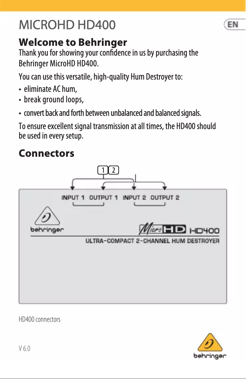 Página 1 del manual Manual de usuario Behringer MicroHD HD400